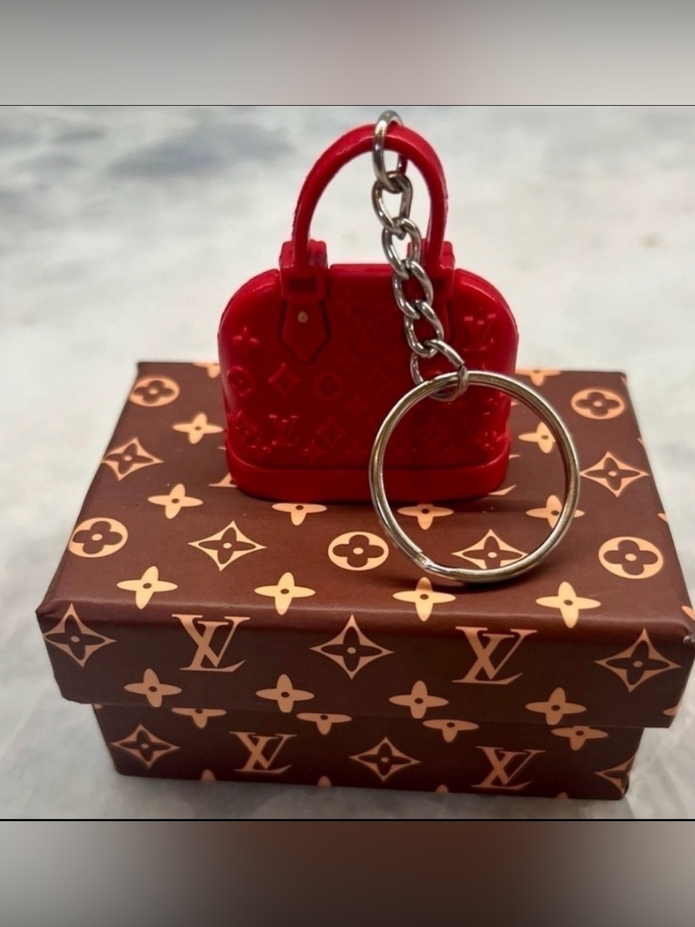 Designer Style Mini Bag Charm Keychain Red Purse - Picture 2 of 3